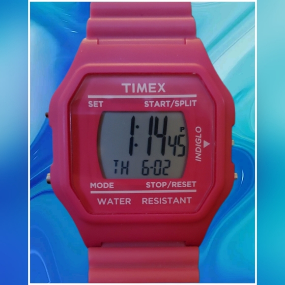 Timex Unisex Jumbo Pink Resin Quartz Watch with Grey Dial T2N246 - Picture 7 of 7